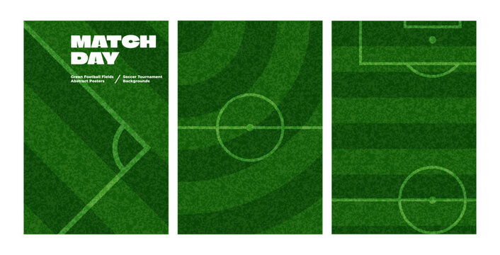 Soccer Field Grass Pattern with Realistic Green Turf Texture. Top View of Football Pitch with White Lines. Vector Realistic Sport Stadium Ground Texture for Football and Soccer Games.