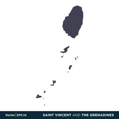 Obraz premium Saint Vincent and the Grenadines - North America Countries Map Icon Vector Logo Template Illustration Design. Vector EPS 10.