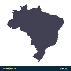 Obraz premium Brazil - South America Countries Map Icon Vector Logo Template Illustration Design. Vector EPS 10.