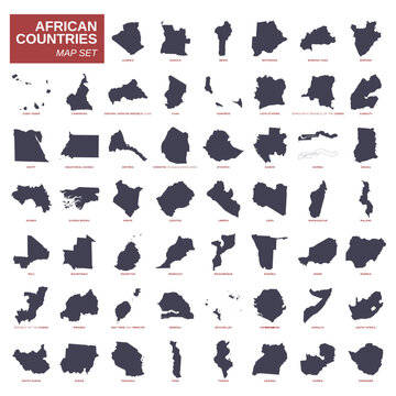 Africa Countries Map Set Vector Template Illustration Design. Vector EPS 10.