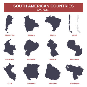 South America Map Set Vector Template Illustration Design