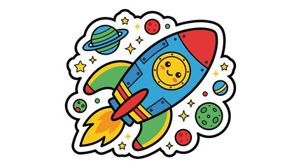 Fototapeta premium International Asteroid Day Rocket Ship Surrounded Celestial Bodies Stars