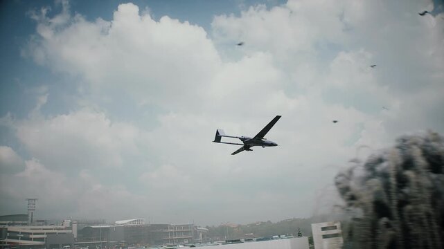 Drone Strike on Data Center, AI Backlash and Anti-Artificial Intelligence Protest Concept. Fire, explosion.