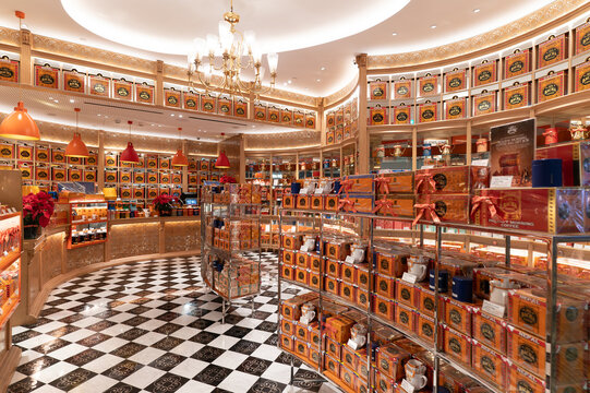 Interior shot of Bacha Coffee boutique inside Changi Airport