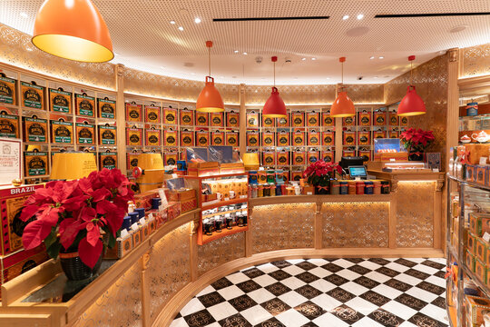 Interior shot of Bacha Coffee boutique inside Changi Airport