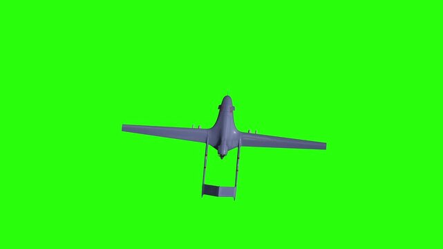 Drone in Flight and Impact Explosion, UAV Strike Detonation. Green screen animation.