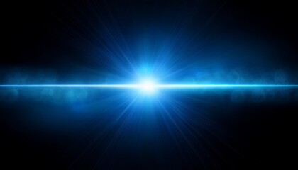 Obraz premium Beautiful Blue Lens Flare Effect Overlay Texture With Bokeh Effect And Anamorphic Light Streak In Front Of A Black Background Cinematic Format