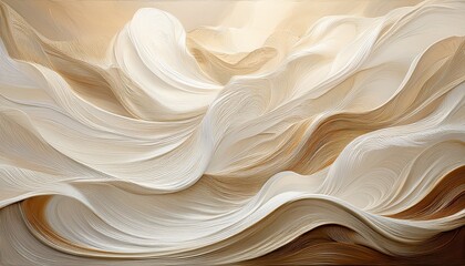 Fototapeta premium Abstract Landscape Of Flowing Light Beige And Off White Textured Brushstrokes