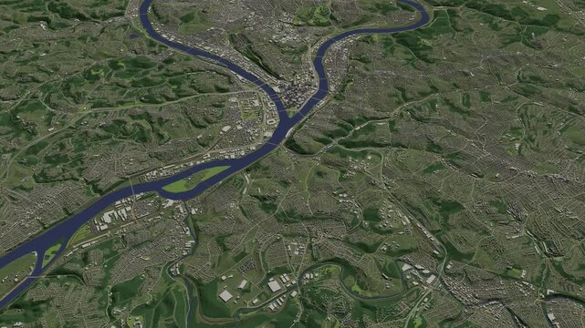 3D looped animation of city - Pittsburgh Pennsylvania, USA
