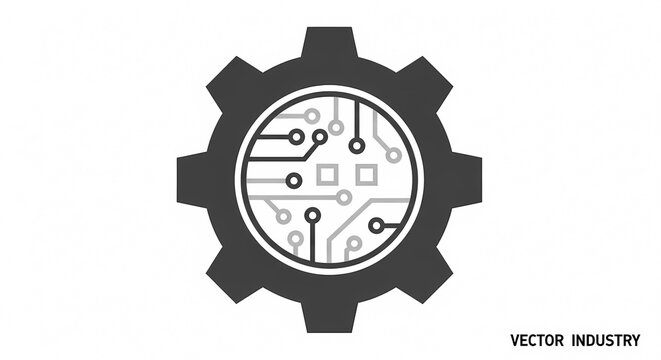Industrial Gear with Integrated Circuit Board Technology Symbol.