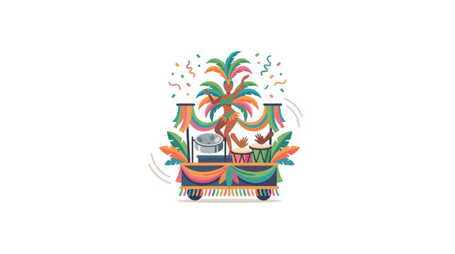 Brazilian Carnival Parade Float with Samba Dancer and Drums
