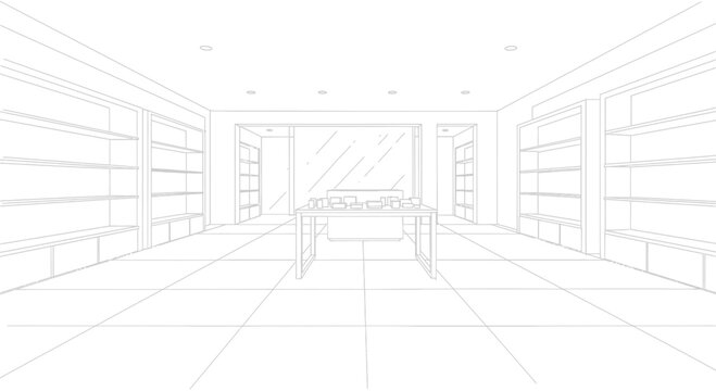 Modern Retail Store Interior Design Outline.