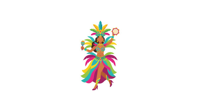 Brazilian Samba Dancer in Colorful Carnival Costume