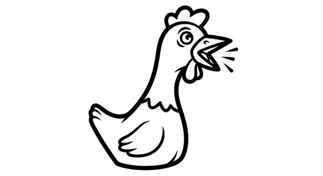 A cartoon chicken with an open beak.