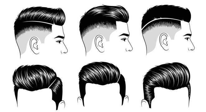 Variations of men's hairstyles and cuts.