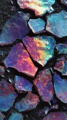 Obraz premium Iridescent Opal Fragments on Dark Surface