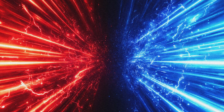 Red And Blue Energy Streaks Collision Dramatic Digital Illustration