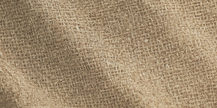 Burlap texture close up photo of woven natural fiber fabric