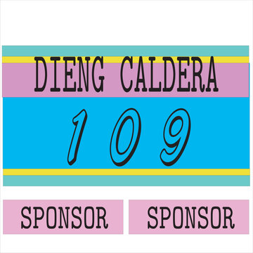 BIB number for Dieng Caldera trail run vector illustration