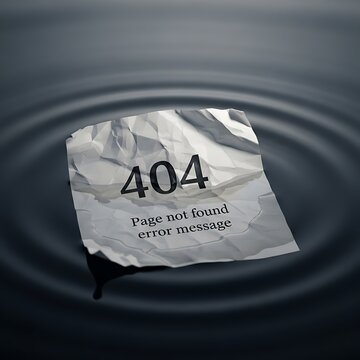 404 error message on crumpled paper in dark room.