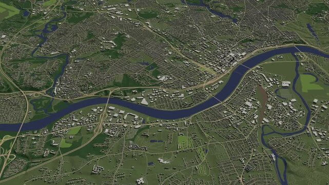 3D looped animation of city - Springfield Massachusetts, USA