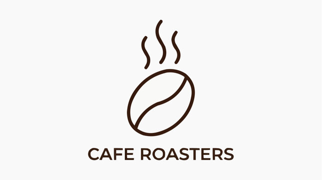 Coffee Bean Icon: A stylized icon featuring a steaming coffee bean with the text CAFE ROASTERS below, representing a coffee business or brand.