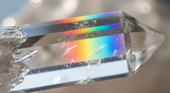 Abstract prism light refraction colorful spectrum.