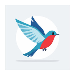 Fototapeta premium Flat design illustration of a blue bird in flight