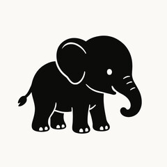 Fototapeta premium Simple silhouette vector illustration of a small elephant in clean style