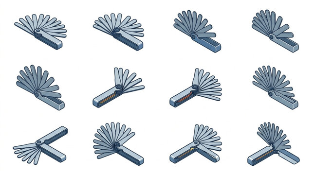 Set of twelve identical multi tools arranged in a grid.