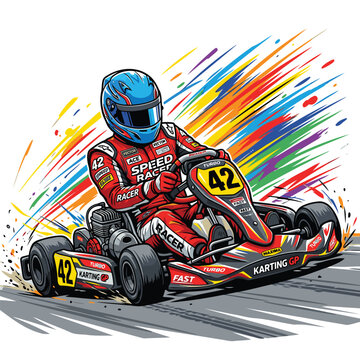 Realistic go kart Comic Vector Illustration | go kart F&uuml;r T-Shirt Design