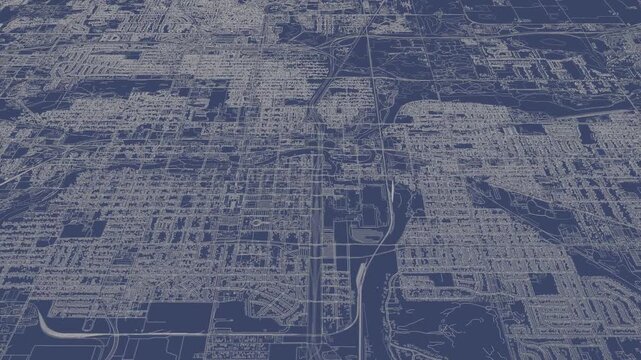 3D looped animation of city - Lansing Michigan, USA