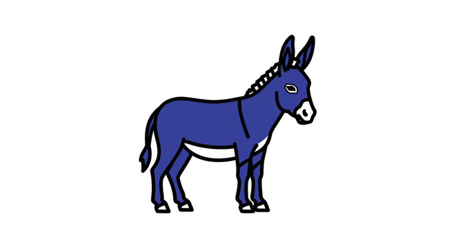 Blue cartoon donkey standing alone.