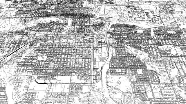 3D looped animation of city - Lansing Michigan, USA