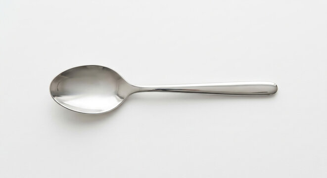 Shiny Stainless Steel Table Spoon on a White Background