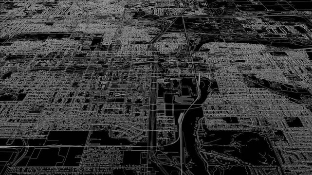 3D looped animation of city - Lansing Michigan, USA