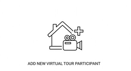 Fototapeta premium Icon Representing Adding a New Virtual Tour Participant for Real Estate.