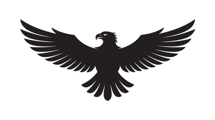 Fototapeta premium Black Eagle Silhouette Spreading Wings Isolated On White For Freedom Concepts