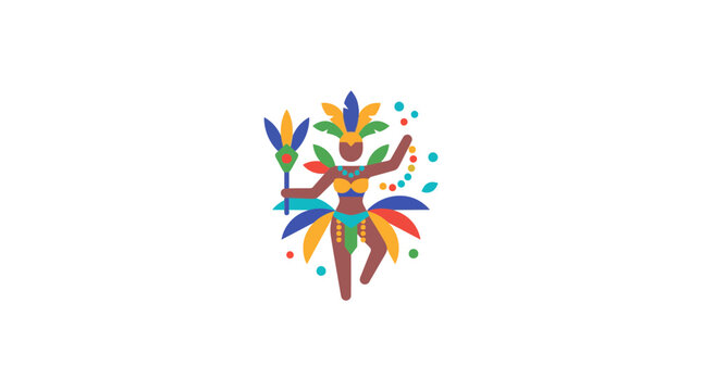 Colorful Carnival Dancer Icon with Vibrant Feathers