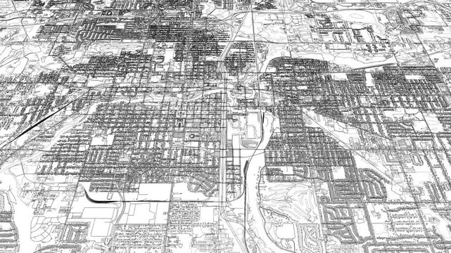 3D looped animation of city - Ann Arbor Michigan, USA