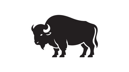 Fototapeta premium Black Bison Silhouette Standing For Wildlife Conservation Concepts