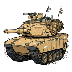 Realistic tank Comic Vector Illustration   tank Für T-Shirt Design © ataya