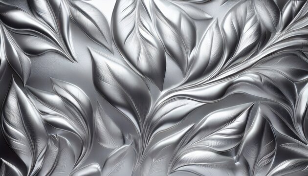 Shiny Metallic Silver Leaf Foil Texture Background