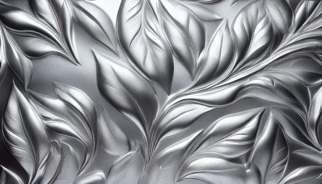 Shiny Metallic Silver Leaf Foil Texture Background
