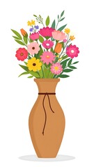 Obraz premium Colorful flower arrangement in ceramic vase.