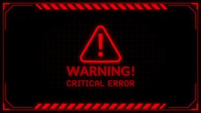 Critical Error Warning Screen Animation with Futuristic HUD
