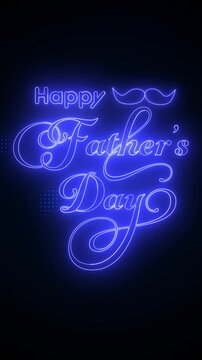Happy Father's Day Neon Sign Animation with Mustache Icon