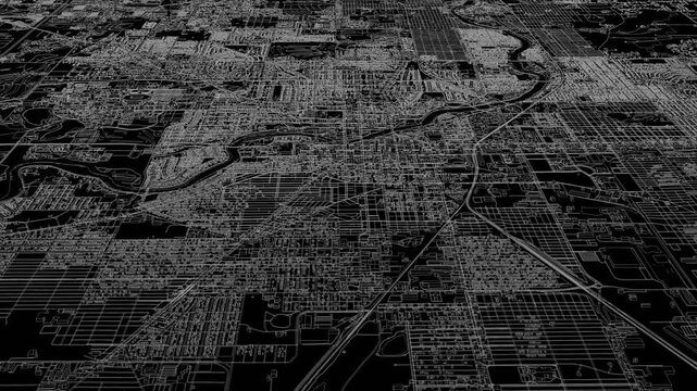 3D looped animation of city - South Bend Indiana, USA
