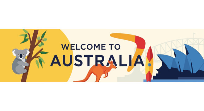 Welcome to Australia: Kangaroo, Koala, Opera House, Boomerang