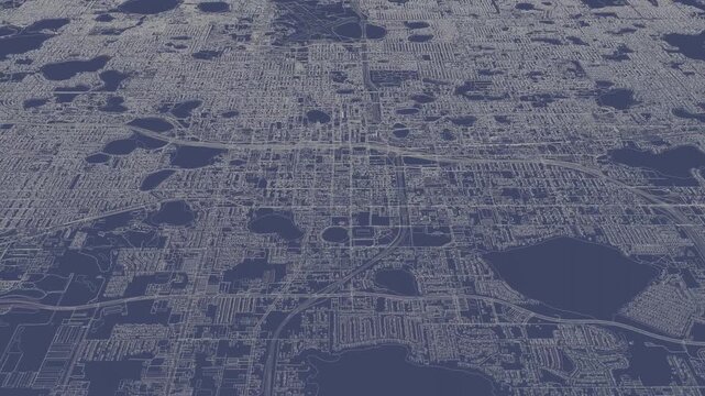 3D looped animation of city - Orlando Florida, USA